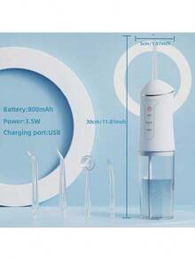 Wireless Electric Water Flosser Set, Comes With 4 Nozzle Heads - 360° Rotating Nozzle,And 3 Cleaning Modes USB Rechargeable, Lithium Battery, Suitable For Daily Teeth And Gum Cleaning, Unisex, Making It A Perfect Holiday Gift. Dental Cleaning Device - Multicolor - View 9