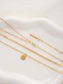 17KM 1pc Fashionable Minimalist Snake Bone Chain Multilayer Necklace, Suitable For Vacation, Party, Date, Daily Wear