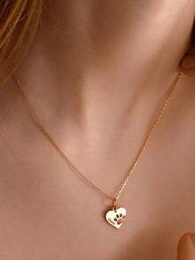 Collar personalizado con forma de corazón y huella de pata, collar personalizado con huella de pata, collar con letra y huella de pata de mascota, regalo conmemorativo de mascota, mejor regalo para el Día de la Madre