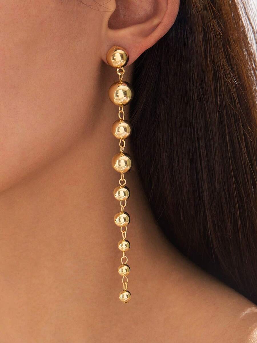 1 pereche de cercei cu pandantiv rotund cu bilă metalică, cercei personalizați cu ciucuri lungi pentru femei și fete, potriviți pentru călătorii, nuntă, petrecere, ziua de naștere, cadou de Crăciun 2025