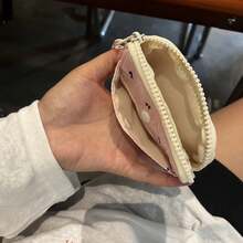 2025 Nuevo Monedero Simple para Mujeres y Niñas, Carteras de Moda, Dulce y Portátil, Pequeña Bolsa para Auriculares, Cartera Retro para Mujeres - Rosa - Ver 3