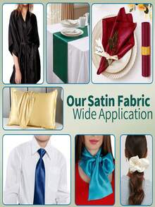 1 件紫色丝绸般光滑缎面面料，适合新娘、婚礼、礼服、DIY、装饰 - 紫色 - 查看 7