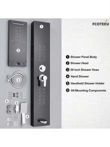 Stainless Steel Hydromassage Shower Column With LED Lighting, 5-Function Shower System, Bathtub Shower Set - 黑色 - 查看 7