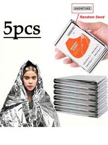 2/5/10 cái/gói Chăn nhiệt Mylar khẩn cấp, 52 "L X 84" W, Chăn nhiệt Mylar khẩn cấp - Bộ dụng cụ sinh tồn chăn không gian Chăn cắm trại, Tuyệt vời cho hoạt động ngoài trời, đi bộ đường dài, sinh tồn, bộ thoát hiểm, Marathon hoặc sơ cứu, bạc - Bạc - Xem 11