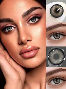 Lalens黑色美瞳，黑色彩色隐形眼镜，眼妆，返校季美瞳，Lentille Noir，1副装，自然放大双眼，年抛型彩色隐形眼镜，直径14.50mm，适合约会、美化双眼、日常佩戴、派对、万圣节装扮、角色扮演等场合。 - Black Brown - 查看 4