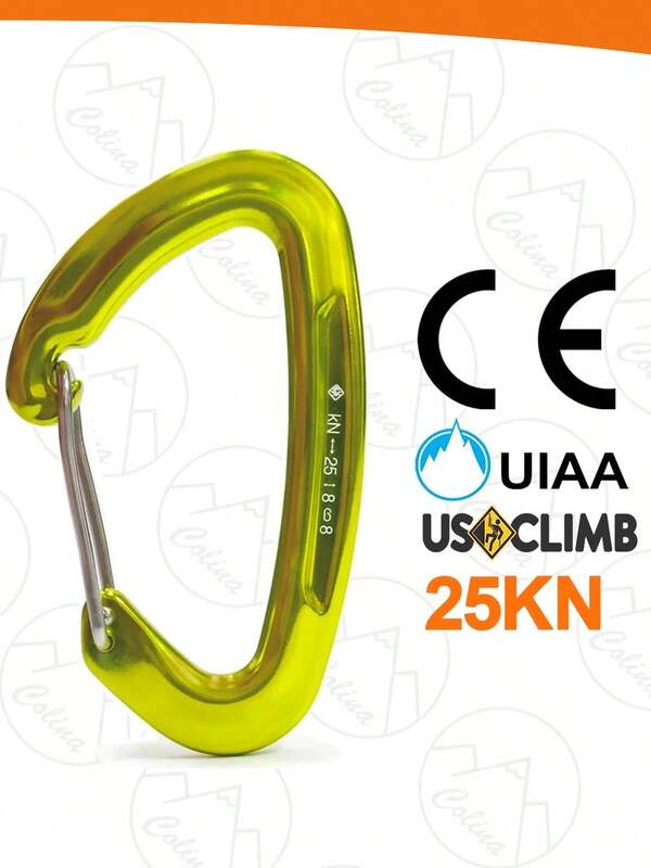 Mosquetão Alumínio Sem Trava Ultra Light USClimb Aramido CE EN 25KN Amarelo Neon