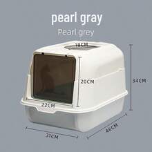 Large Dual-Use Enclosed And Semi-Enclosed Litter Box With Splash Guard, Deodorizer And Dual Entry - Grey - View 3