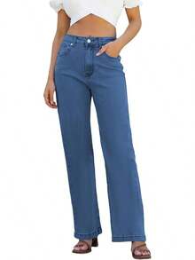 Jeans High Waisted Straight Leg Loose Jeanshalloween - Jeans Blue - View 12