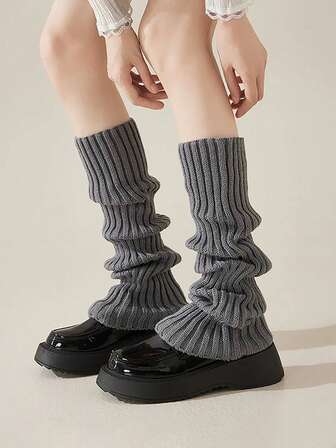 1켤레 여성용 니트 레그 워머, 회색, 가을/겨울 시즌에 편안하고 따뜻함