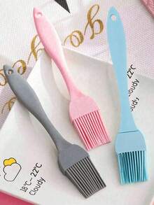 1/3pcs Silicone BBQ Oil Brush Kitchen Pancake Sauce Brush, Heat-Resistant And Dirt-Resistant - Multicolor - View 2