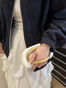 1 件（7.4 英寸 * 3.9 英寸 * 2.3 英寸）PU 材质，时尚高端手拿包，链条肩带，精致，金属装饰，独特个性化，成熟风格，手柄装饰，斜挎包，日常使用，派对和宴会，成熟优雅，复古风格，女士晚宴包（由于批次差异，颜色略有不同）（由于批次差异，手柄略有不同） - 彩色 - 查看 2