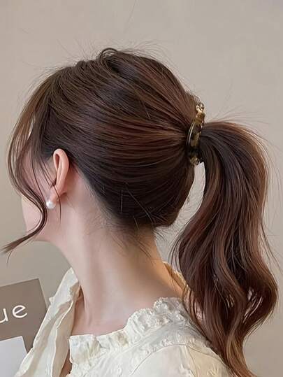 2/1pc Resin Banana Hair Comb Round Needle Ponytail Holder Small Banana Hair Comb Fish Tail Side Comb Round Ponytail Holder Women's Girl Hair Accessories,Gifts,Travel,Gifts For Women,Hair Stuff,Stocking Stuffers