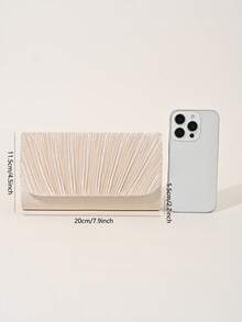 REMANLAND Exquisite And Simple Women's Party Bag, Apricot Striped Pleated Evening Handbag, Suitable For Women's Party, Wedding, Dinner, Banquet Evening Bag, Suitable For Party Girls, Ladies, Suitable For Women To Attend Parties, Weddings, Dances, Dinner/Banquets, Is The Best Gift For Women