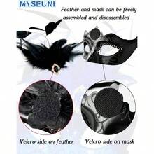 2025 Masquerade Women With Feathers - Venetian Masquerade Ball, Mardi Gras, Prom - 黑色 - 查看 4