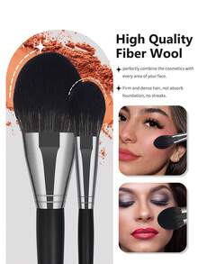 MAANGE 1支/2支装专业散粉刷，大号柔软浓密毛腮红刷，晕染化妆刷，美容礼品，粉底刷，遮瑕刷，腮红刷，修容刷，古铜粉刷，散粉刷，粉底刷，腮红刷 - 黑色 - 查看 11