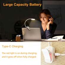 1 Đèn đọc sách 8 bóng LED sạc lại dùng để đọc sách cạnh giường ngủ - Bảo vệ mắt với 3 mức nhiệt độ màu, độ sáng có thể điều chỉnh, đèn đọc sách kẹp nhẹ, nhỏ gọn, thích hợp cho học sinh, trẻ em, đan lát, cắm trại, sửa chữa, người yêu sách, quà tặng tốt nghiệp - Kiểu dọc màu trắng - Xem 3