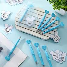 DHarloon 50 Set Baby Shower Pens Favors For Guests It's A Boy Ballpoint Pens Baby Shower Party Favors Blue Cards 50 Organza Bags For Gender Reveal Gifts Game Prizes Souvenirs - 藍色 - 查看 4