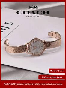 Coach Delancey White Dial Rose Gold Steel Strap Watch for Women - 玫瑰金 - 查看 1