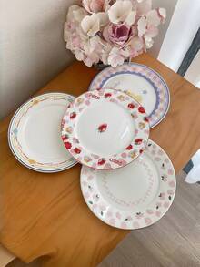 8-Inch Ceramic Plate, Household Tableware, Dish For Food, Cake, Snack, Dessert, Fruit, Salad - Multicolor - View 2