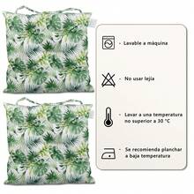 Juego 2 / 4 / 6 / 8 Unidades Cojín Silla Jardin Exterior, Asiento Cuadrado para Patio Terraza, Lavable a Máquina, Almohadilla Tejido Fuerte y Duradero, Oficina, Coche , 40x40x5 cm - Hoja Verde - Ver 2