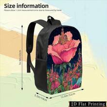 1PC Colorful Single-Sided Printed Student Backpack Pink Rose Print Starry Sky City Landscape Hand Washable Backpack Personalized Zipper Multi-Use Shoulder Strap Back And Waist Protection Design Backpack, Fashionable IPad Laptop Backpack, Large Space, Multi-Category Compartments Full Print Body, Handheld Design With Adjustable Shoulder Straps, Elastic Pockets On Both Sides Of The Backpack, Suitable For Men And Women For Campus, Travel, Outdoor, Sports Lightweight Backpack - Mix - View 4