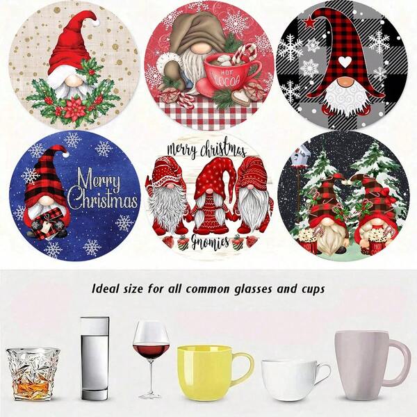 (¡¡¡CALIENTE!!!) 1 set/4 piezas/6 piezas Posavasos de barro de diatomeas con diseño navideño, posavasos de café, decoraciones multiocasión para el hogar y restaurantes, regalos diarios, decoraciones de mesa, decoraciones diarias, decoraciones para fiestas temáticas