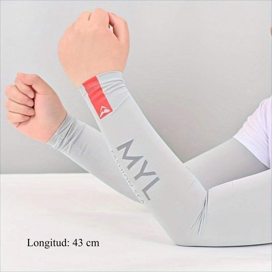 1 par, camiseta de manga larga de verano de seda de hielo, de talla grande y holgada para hombres y mujeres, resistente al sol, adecuada para ciclismo, correr y pesca al aire libre - GRAMO - Ver 1