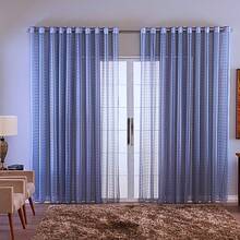 Curtain Living Room Voile Checkered Charm Decoration 4.00x2.80 - 灰色 - 查看 5