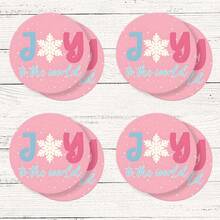 4pcs/8pcs Pink Christmas Theme Coasters, Christmas Pattern Absorbent Pads Coffee Mats Drink Coasters, Kitchen Table Room Bar Decor Holiday Gift - Multicolor - View 13