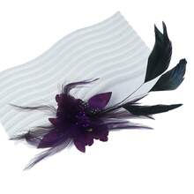 1 broșă/corsaj din pene, mărgele de cristal și material de șifon, accesoriu versatil pentru ținuta de nuntă, poate fi asortată cu o pălărie mini, cadou de Crăciun