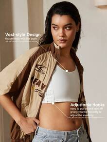 1pc Women Bust Enhancer Bra, Microshaping, Front Closure, Wire-Free Push Up Seamless Active Cropped Top - White - View 8