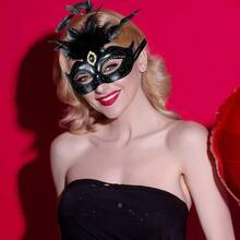 2025 Masquerade Women With Feathers - Venetian Masquerade Ball, Mardi Gras, Prom - 黑色 - 查看 3