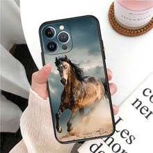 Mattes Handyhülle für iPhone 16 Plus 15 14 13 12 11 Pro Max Mini 7 8 XR 16Pro XSMax Blumenlaufendes weißes Pferd schwarze weiche Hülle - UUAZA04 - Übersicht 6