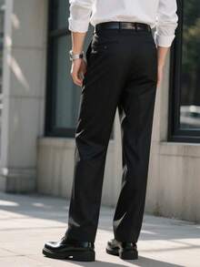 Herren atmungsaktive, weiche gerade geschnittene Business Lässig Hosen, schmale Anzughose, locker und schlicht