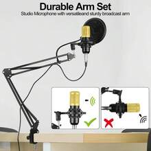 Podcast Equipment Bundle Audio Interface, DJ Mixer, BM-800 Condenser Microphone, Studio Equipment With Mic Arm, Streaming, Voice Over, Singing, PC - Black - View 6