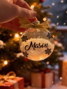 1pc Customized Personalized Christmas Ball, Personalized Christmas Tree Decoration, Christmas Party Wedding Guest Gift, Holiday Gift, Customized Christmas Ornament - Multicolor - View 10