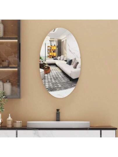 Wand Mirror, Oval Frameless, Bathroom Or Bedroom, Stylish Horizontal Vertical, 64 37 Cm view 3