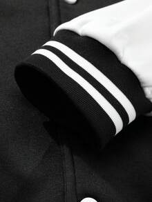 Chaqueta de béisbol de manga larga con bloques de color para hombres, abrigo bomber deportivo casual para otoño/invierno