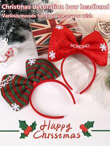 1pc Christmas Decoration Bow Headband Party Party Party Christmas Day Snowflake Bow Headband Headwear, Suitable For Christmas And Party Activities