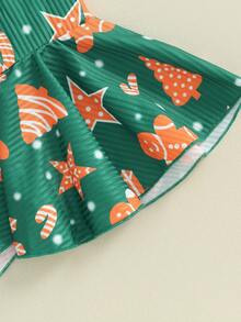 Toddler Baby Girl Christmas Outfit Gingerbread Man Suspender Romper Jumpsuit Overalls Bell Bottom Pants Fall Clothes