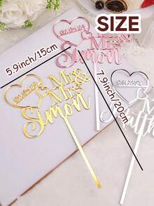 Custom Cake Topper, Personalized Name Date, Wedding Birthday Anniversary Decor - Acrylic Laser Cut Cake Decoration, Custom Mr Mrs Cake Topper, For Wedding Cake, Birthday Party, Baby Shower Christening, Couple, Parents, Grandparents, Cake Topper For Wedding, Personalized Cake Topper, Rustic Wedding Cake Topper, Wedding Cake Topper, Gold Wedding, Party Decorations, Home Decorations, Commemorative Gifts - Multicolor - View 2