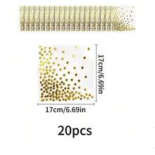 A Set Of 50 Or 80 Disposable Party Supplies In White And Gold, Including White Paper Plates, Napkins And Cups With Gold Dots, Suitable For Weddings, Baptisms, Birthdays, Graduation Ceremonies And Daily Use. Made Of Paper, No Power Supply Required. - Multicolor - View 12