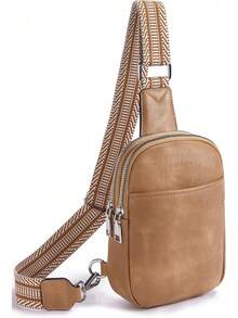 Pequeña Bolsa de Hombro para Mujeres de Cuero Vegano, Moda, Riñonera, Bolsas Cruzadas para Mujeres para Viajes - 1-camello marrón - Ver 8