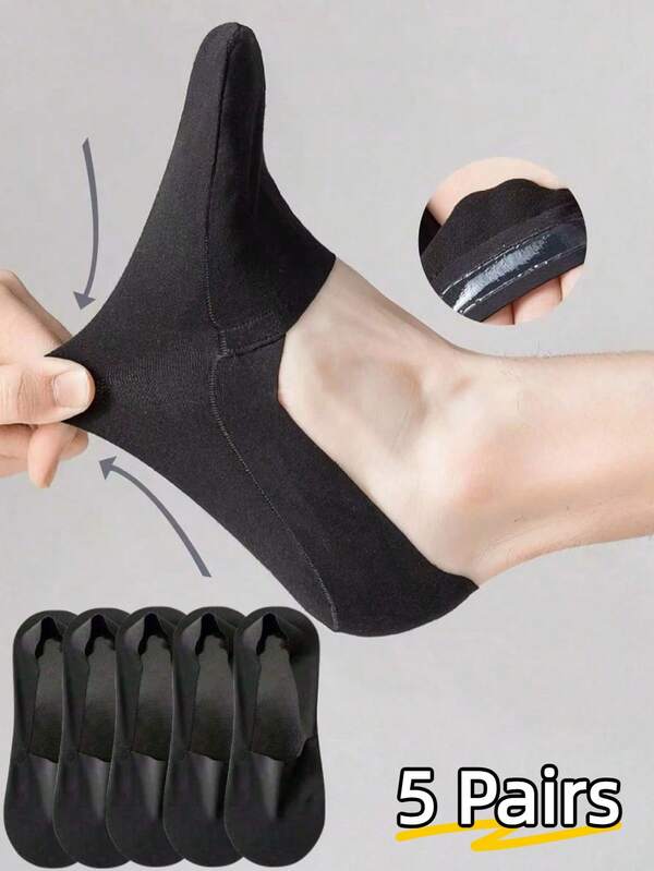 5 Pairs Silicone Non- Invisible Socks, Lightweight & Minimalist Boat Socks, Unisex For Spring/Summer