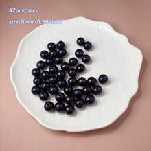 42pcs/Pack 10mm Diameter Beads With Hole, Imitation Natural Stone Gold Sand Stone, Shiny Glass Beads, DIY Jewelry Making, Craft Supplies - Multicolor - View 15