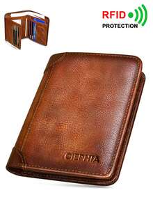 Vintage-Style Men's Tri-Fold Wallet - Genuine Leather Blocking Ultra-Slim Design - Perfect Gift Idea For Men Wallet Purse Wallet Small Wallet Men Wallet Leather Rfid Wallet