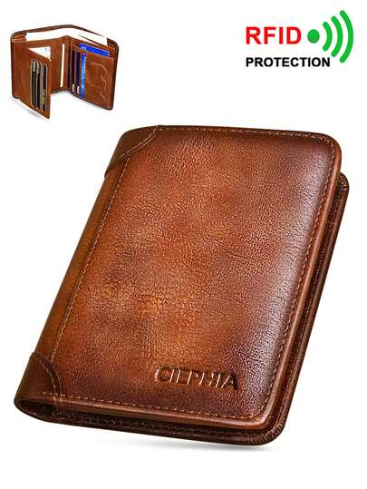 Billetera plegable vintage para hombres - Diseño ultradelgado de cuero genuino con bloqueo - Idea de regalo perfecta para hombres Billetera Monedero Billetera pequeña Billetera de hombre Billetera de cuero Billetera RFID
