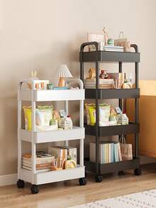 1pc Multi-Functional Rolling Storage Cart - 2/3/4/5 Tiers, 360° Rotation, Suitable For Kitchen, Bathroom, Office - Movable Storage Rack, Black Or White/NPlastic Material May Be Soft, Casters Not Fixed. - Multicolor - View 12
