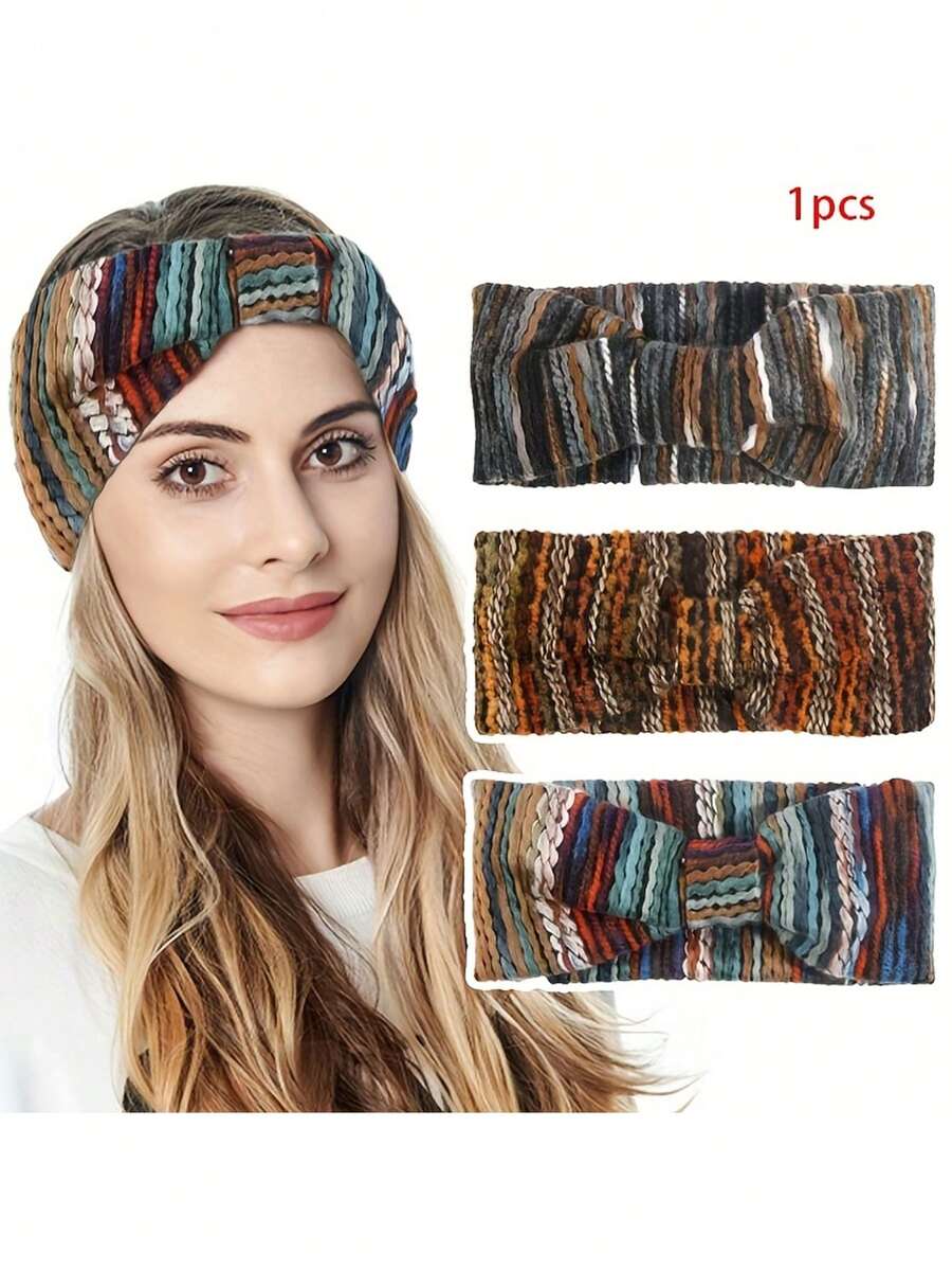 1 szt. Kolorowa, dzianinowa, skręcana opaska na głowę w stylu vintage, gruba, ciepła, zimowa chusta na głowę, modna obręcz do włosów, uniwersalna opaska na głowę, odpowiednia na jesień/zimę, Dzień Matki, powrót do szkoły, Święto Dziękczynienia, Walentynki, prezenty noworoczne, ciepłe opaski do włosów, damskie bandany, zimowe akcesoria do włosów