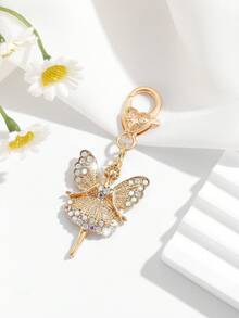 1pc Fashionable Glamorous Cute Angel Fairy Keychain Pendant, Decorated With Rhinestones, Suitable For Women Car Keys, Bags Decoration Bag Charms Car Accessories Teacher Friend Sister Gift Ideas - Multicolor - View 5